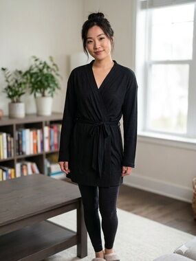 Maidenform Black Dreamskin Robe Size Medium